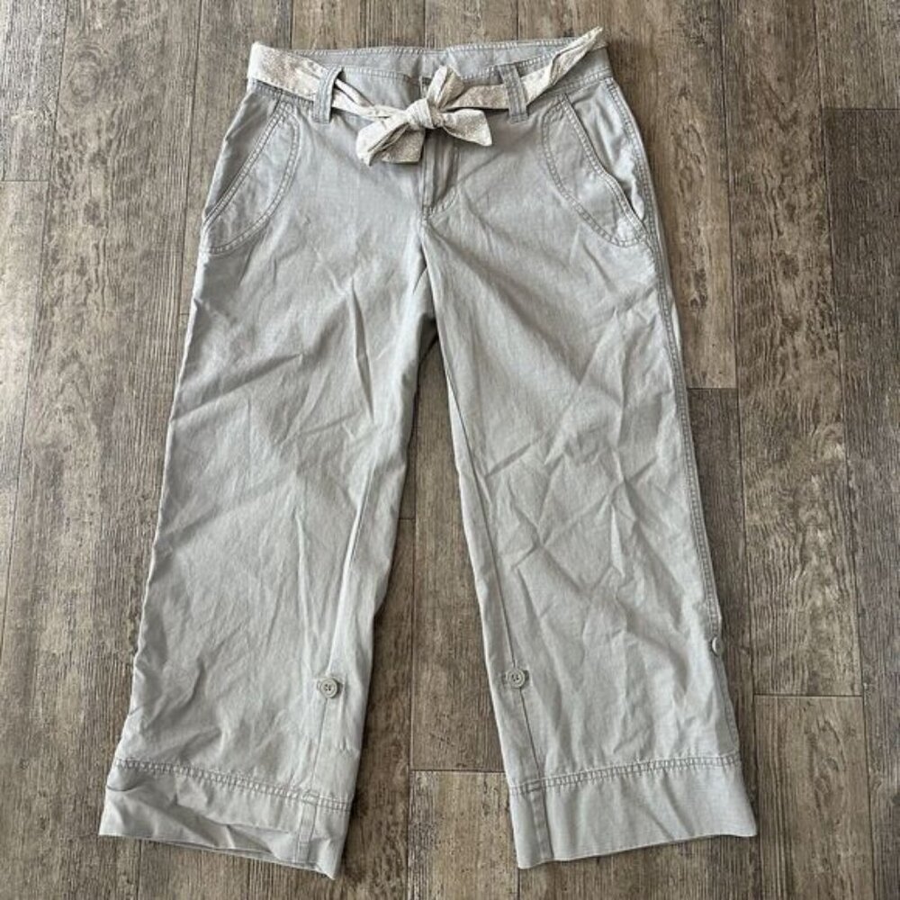 NEW North Face HAMMERLAND CAPRI Womens Sz 6 Beige Low Rise Roll Cuff Pants 31x24